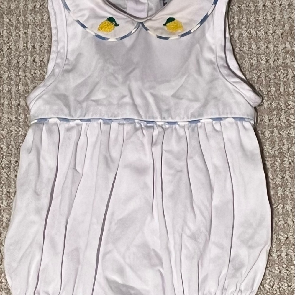 White Sleeveless Baby Romper with Duck Embroidery